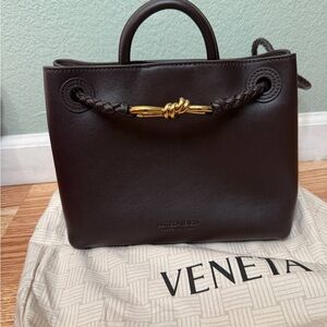 & Other Stories Dark Brown Tote with Gold Detail